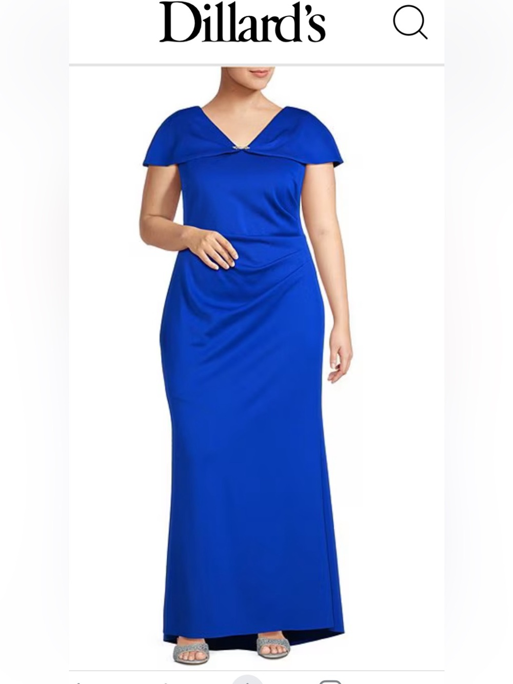 Jessica Howard Cobalt Blue V-Neck Maxi Dress with Capelet